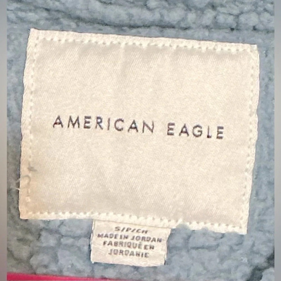 American Eagle Blue 1/4 Zip Pullover, Sherpa - Picture 8 of 9